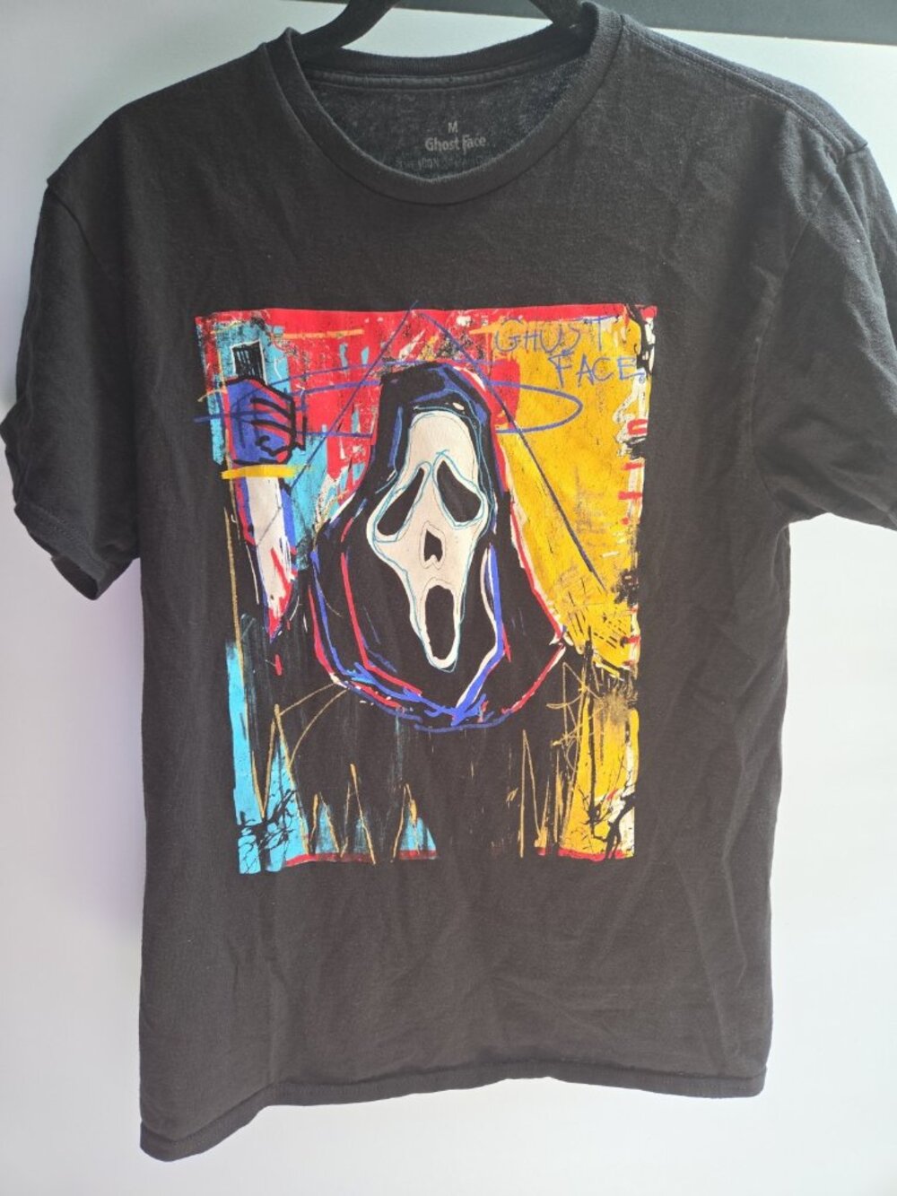 Ghost Face T Shirt Mens Medium Black Icon Of Halloween Scream Graffiti